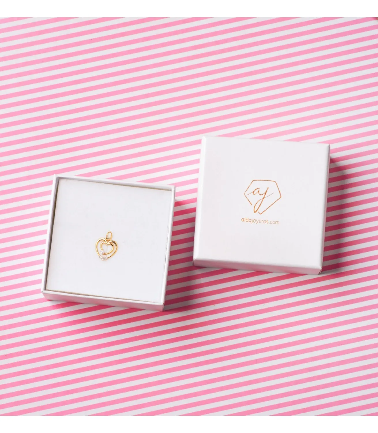 Colgante Oro Bicolor 18K Doble Corazon<Alda Joyeros New