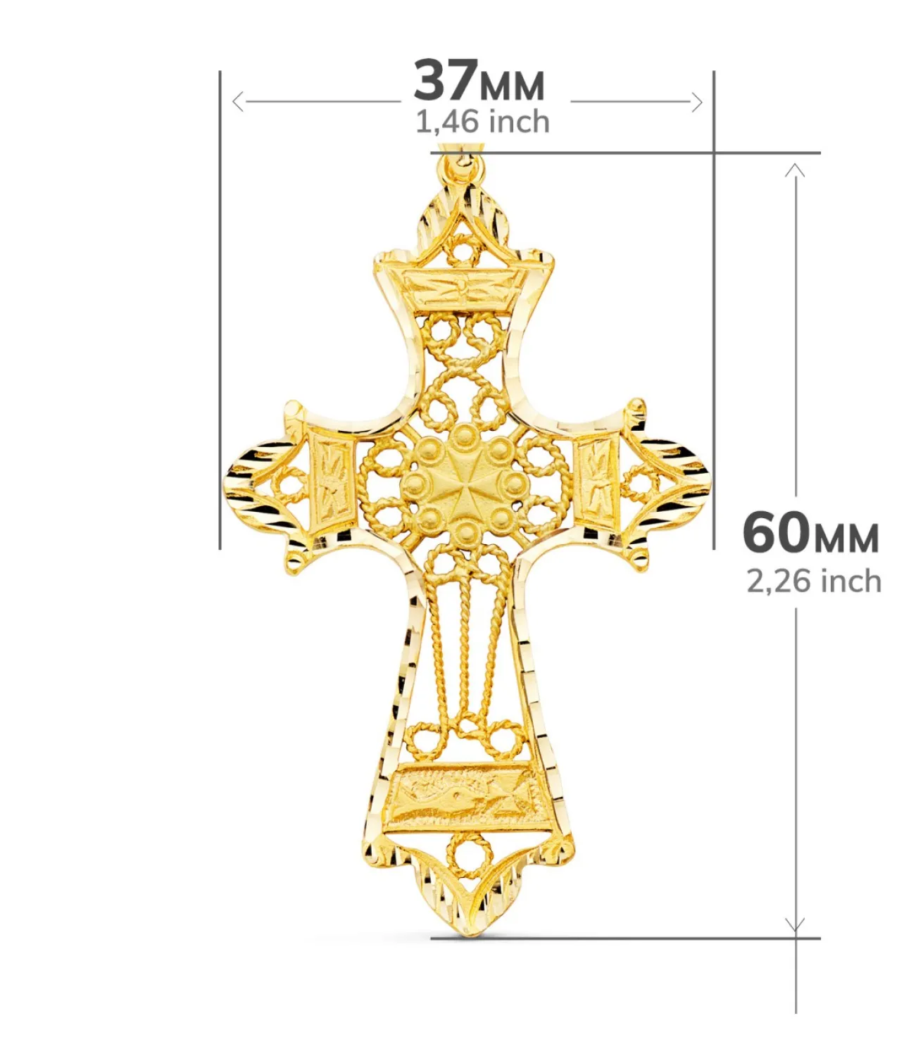 Colgante Oro 18K Cruz Filigrana 60 Mm<Alda Joyeros Flash Sale