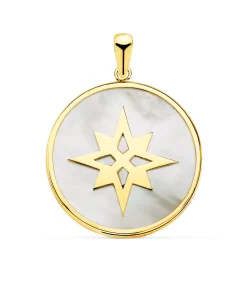 Colgante Rosa De Los Vientos Oro Amarillo 18K Nacar<Alda Joyeros New