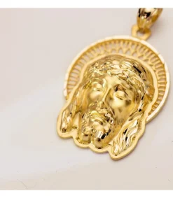 Colgante Rostro Cristo Aureola Oro 18K 31Mm<Alda Joyeros Hot