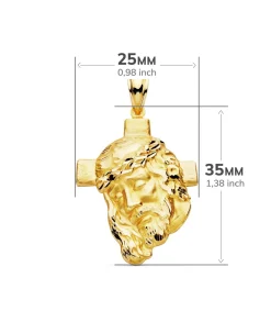 Colgante Rostro Cristo Cruz Oro 18K 35Mm<Alda Joyeros Hot