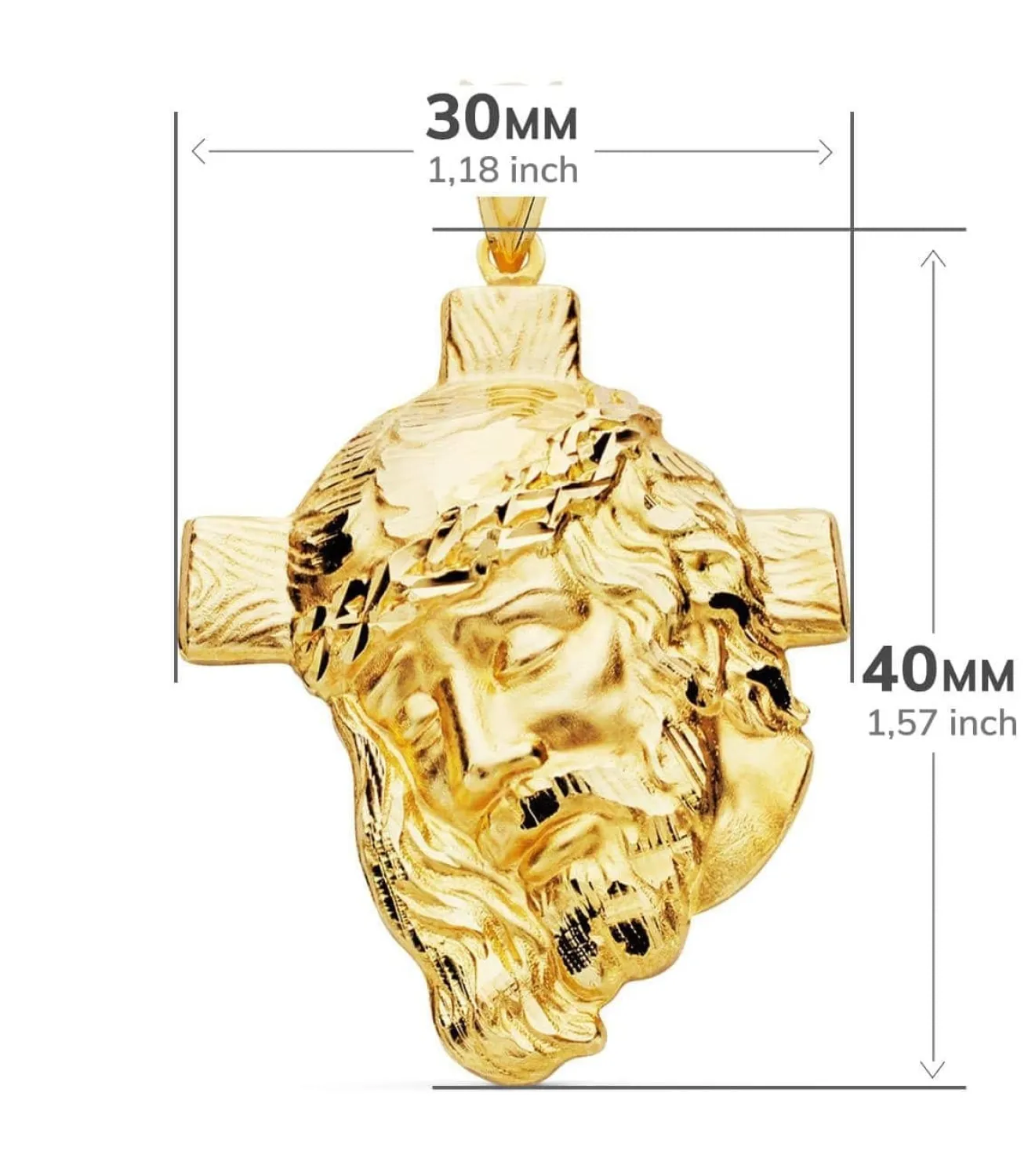 Colgante Rostro Cristo Cruz Oro 18K 40Mm<Alda Joyeros Outlet