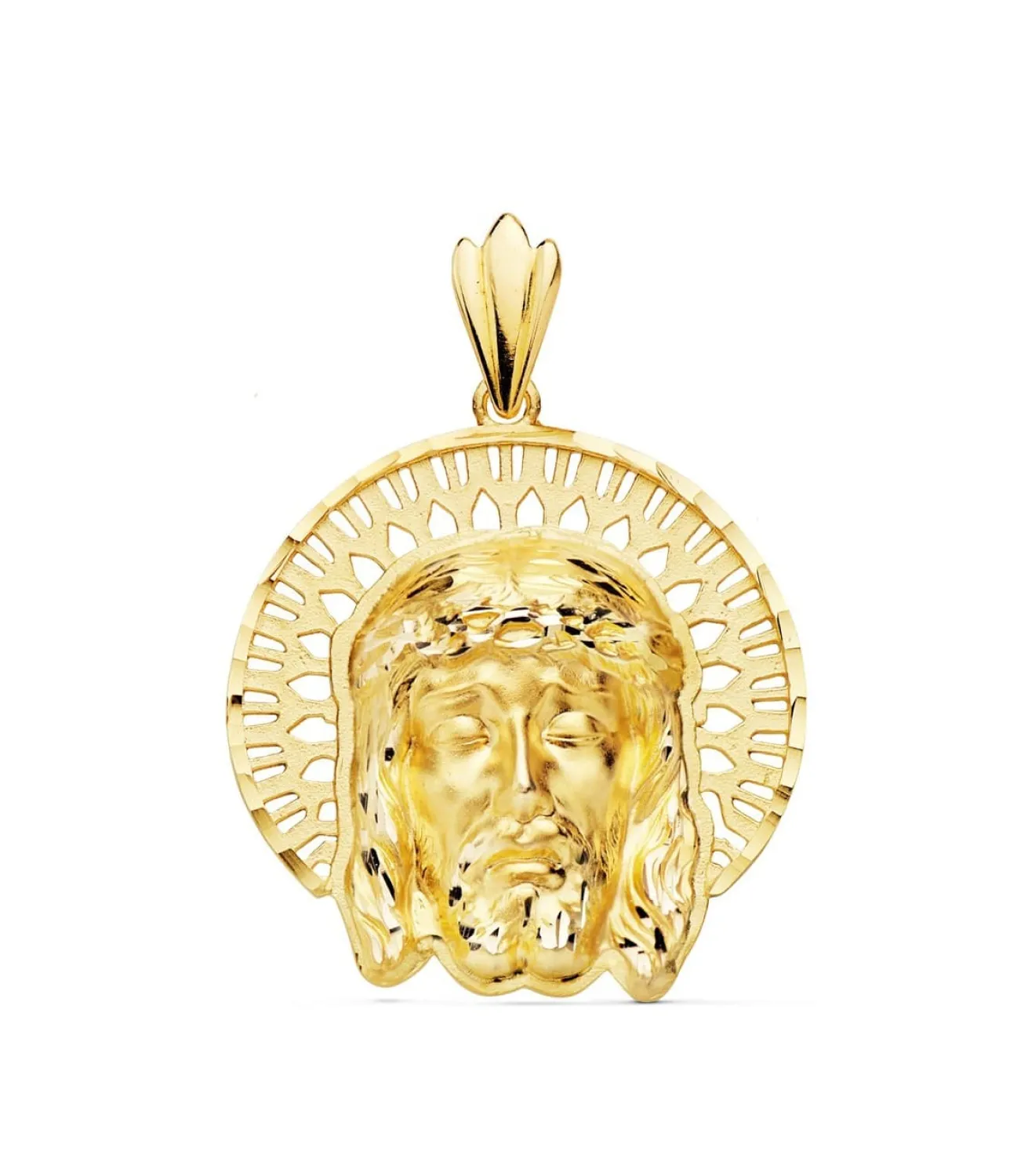 Colgante Rostro De Cristo Cerco Oro 18K 31Mm<Alda Joyeros Flash Sale