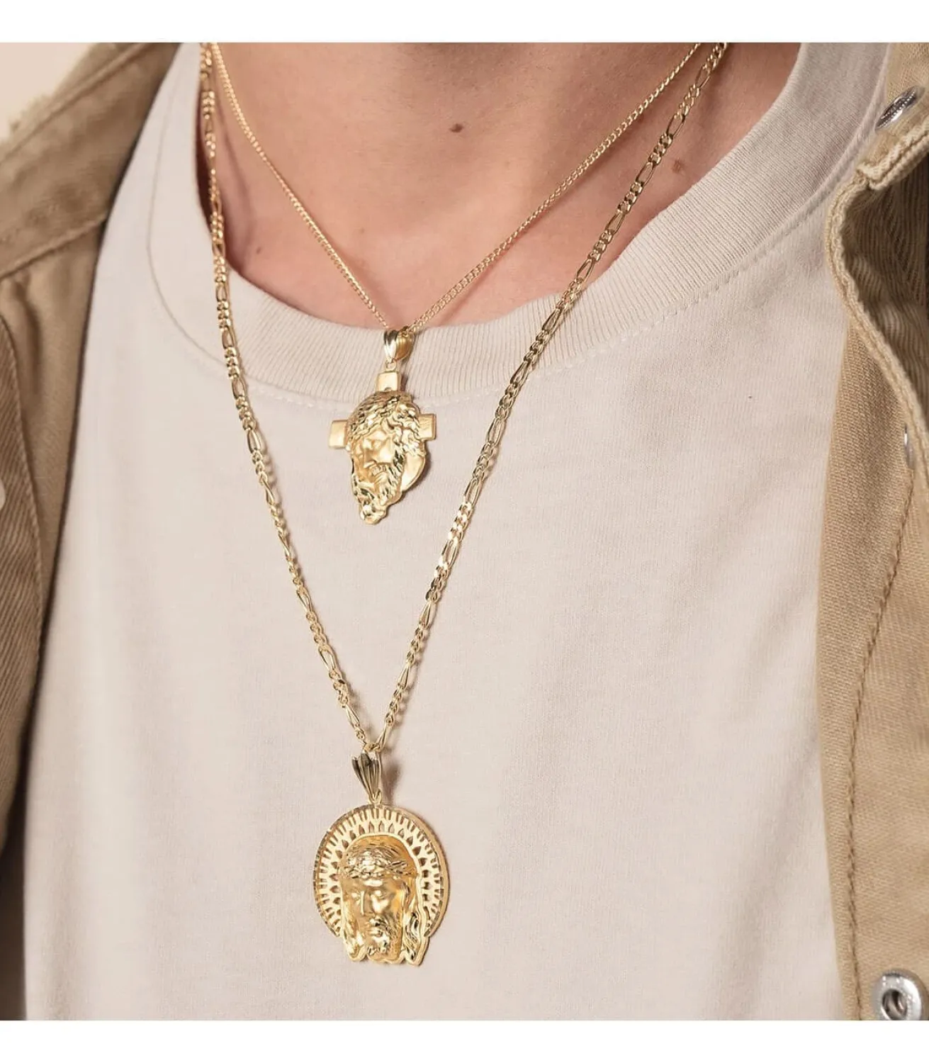 Colgante Rostro De Cristo Cerco Oro 18K 31Mm<Alda Joyeros Flash Sale