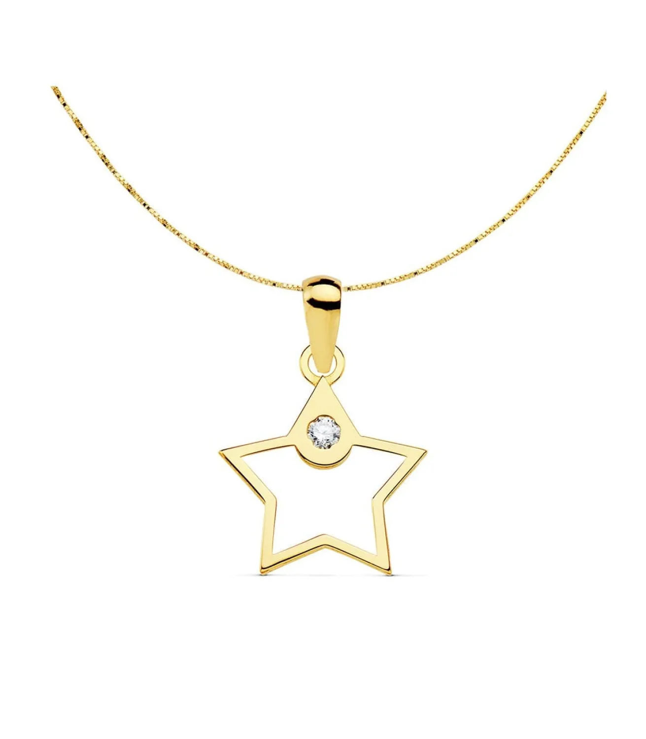 Colgante Space Oro Amarillo 18K Estrella Line 12Mm<Alda Joyeros Cheap