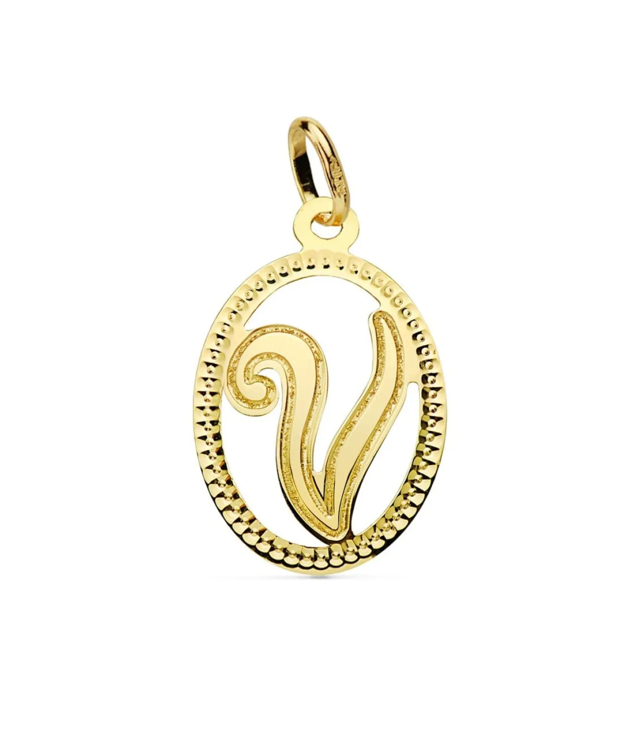 Colgante Tallado Letra V Oro Amarillo 18 K 18Mm<Alda Joyeros Fashion