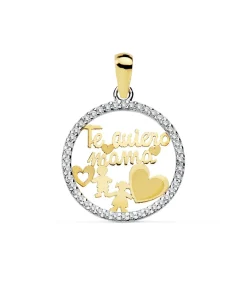 Colgante "Te Quiero Mama" Oro Bicolor 18K Nino-Niña 16Mm<Alda Joyeros Flash Sale