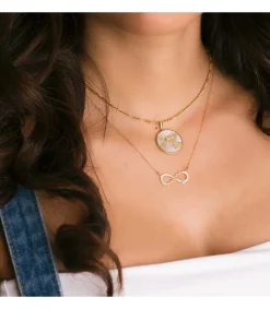 Colgante Te Quiero Mama Oro Amarillo 18K Nacar Y Corazones 20Mm<Alda Joyeros New