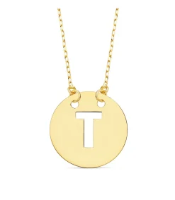 Collar Letra T Inicial Oro Amarillo 18K 42Cm<Alda Joyeros Hot