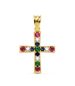 Cruz Circonitas Colores Oro Amarillo 18K<Alda Joyeros Hot