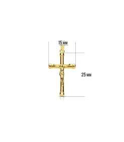 Cruz Cristo Palo Redondo 18 Ktes 25 Mm<Alda Joyeros Shop