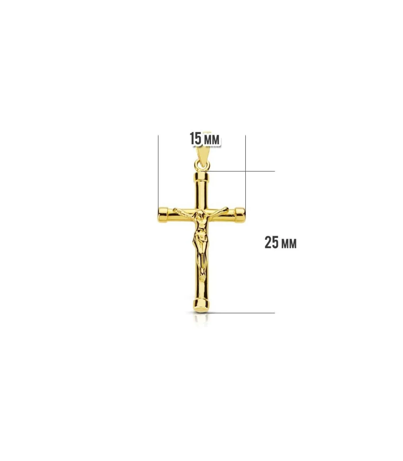 Cruz Cristo Palo Redondo 18 Ktes 25 Mm<Alda Joyeros Shop