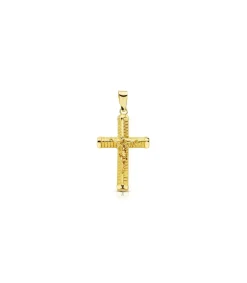 Cruz Cristo Palo Tallado 18 Ktes<Alda Joyeros Shop