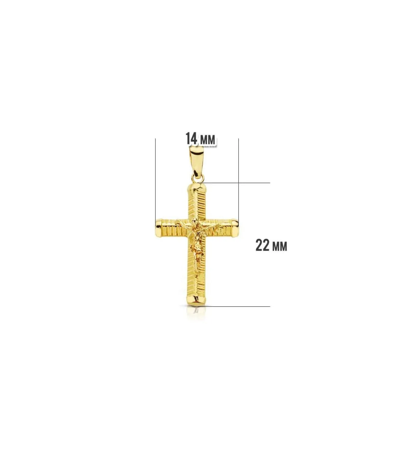 Cruz Cristo Palo Tallado 18 Ktes<Alda Joyeros Shop