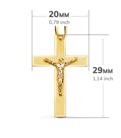 Cruz Cristo Plana Rectangular Oro 18K 29 Mm<Alda Joyeros Shop