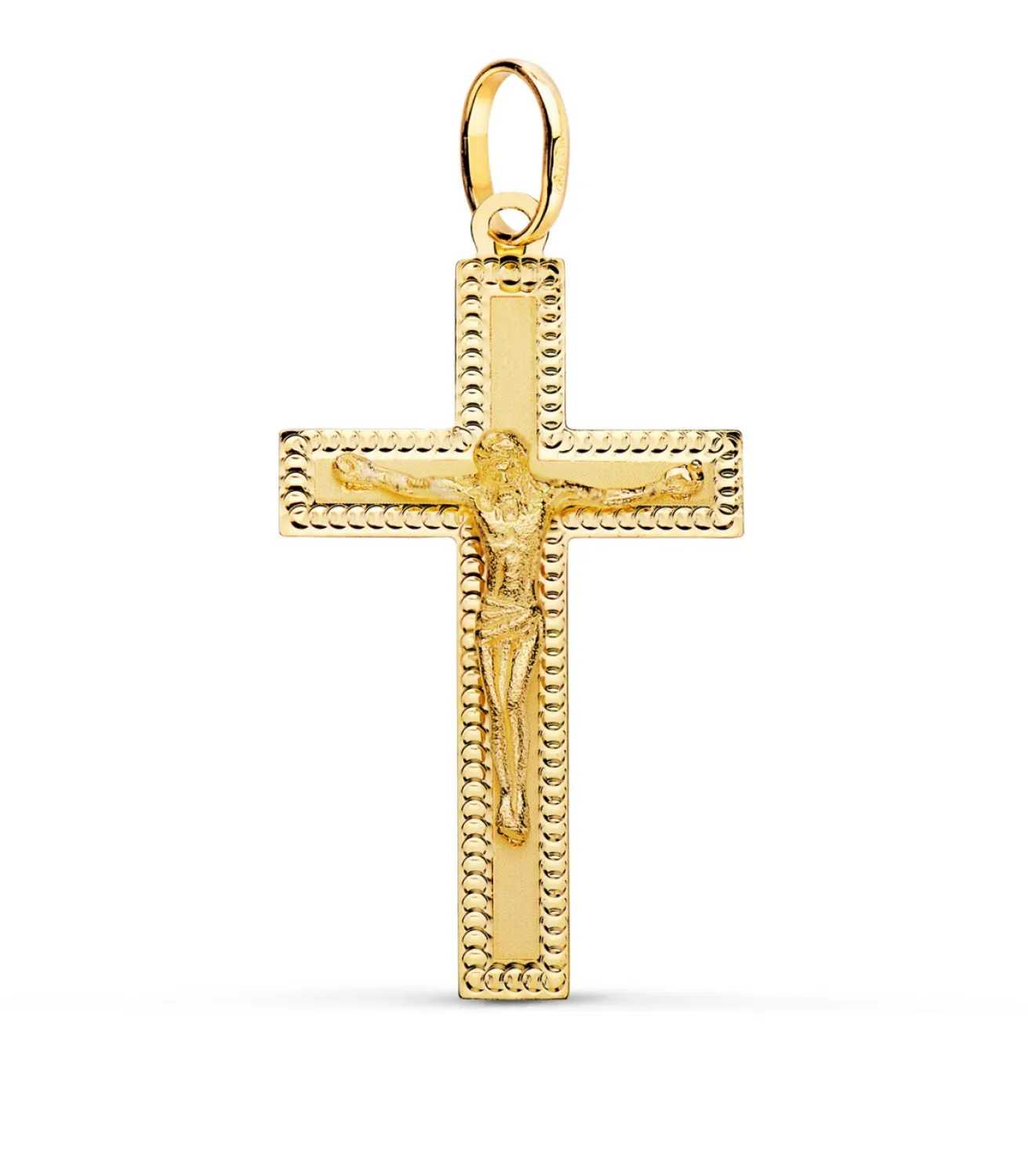Cruz Cristo Plana Tallada Oro Amarillo 18 K<Alda Joyeros Fashion