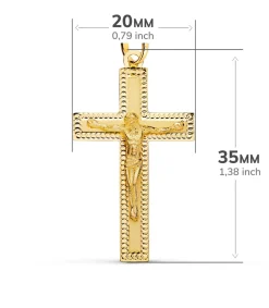 Cruz Cristo Plana Tallada Oro Amarillo 18 K<Alda Joyeros Fashion
