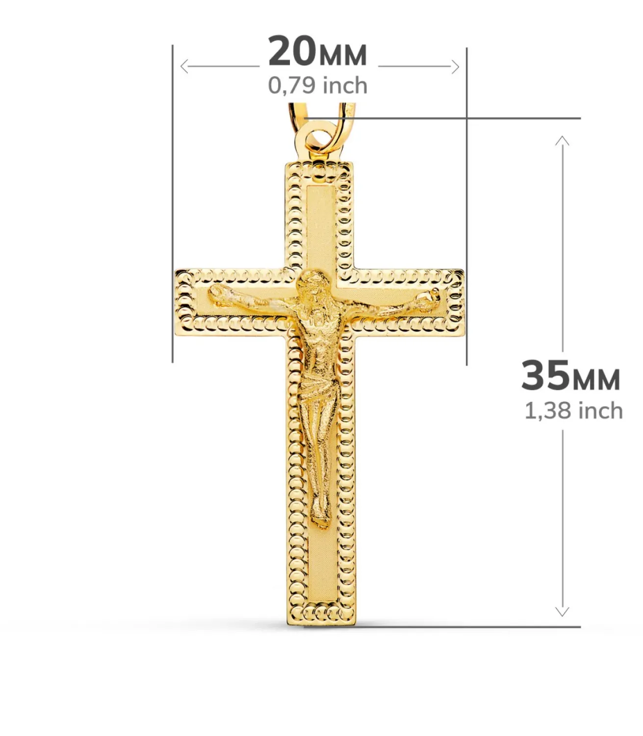 Cruz Cristo Plana Tallada Oro Amarillo 18 K<Alda Joyeros Fashion