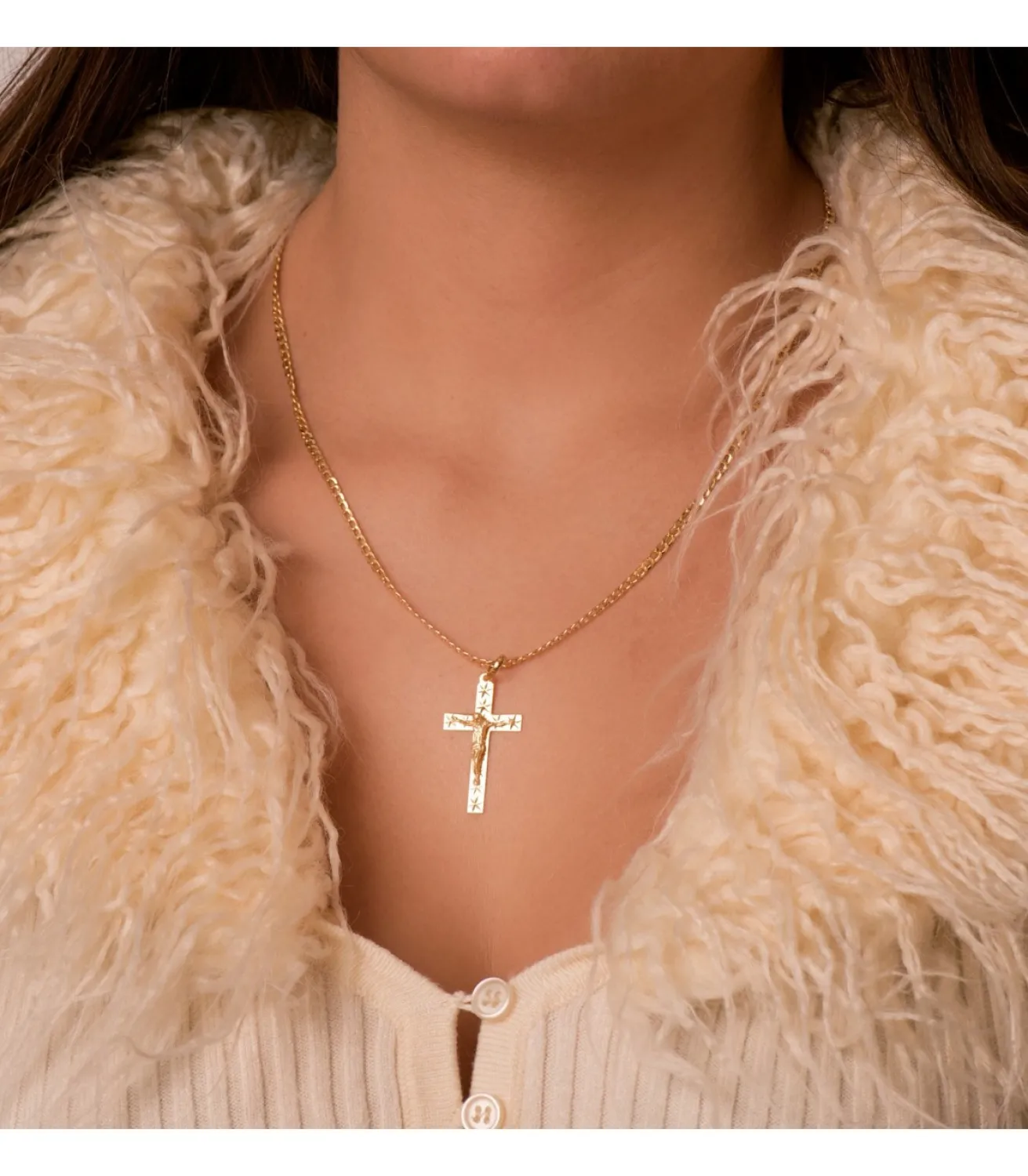 Cruz Cristo Tallada 18 Ktes 34Mm<Alda Joyeros Outlet