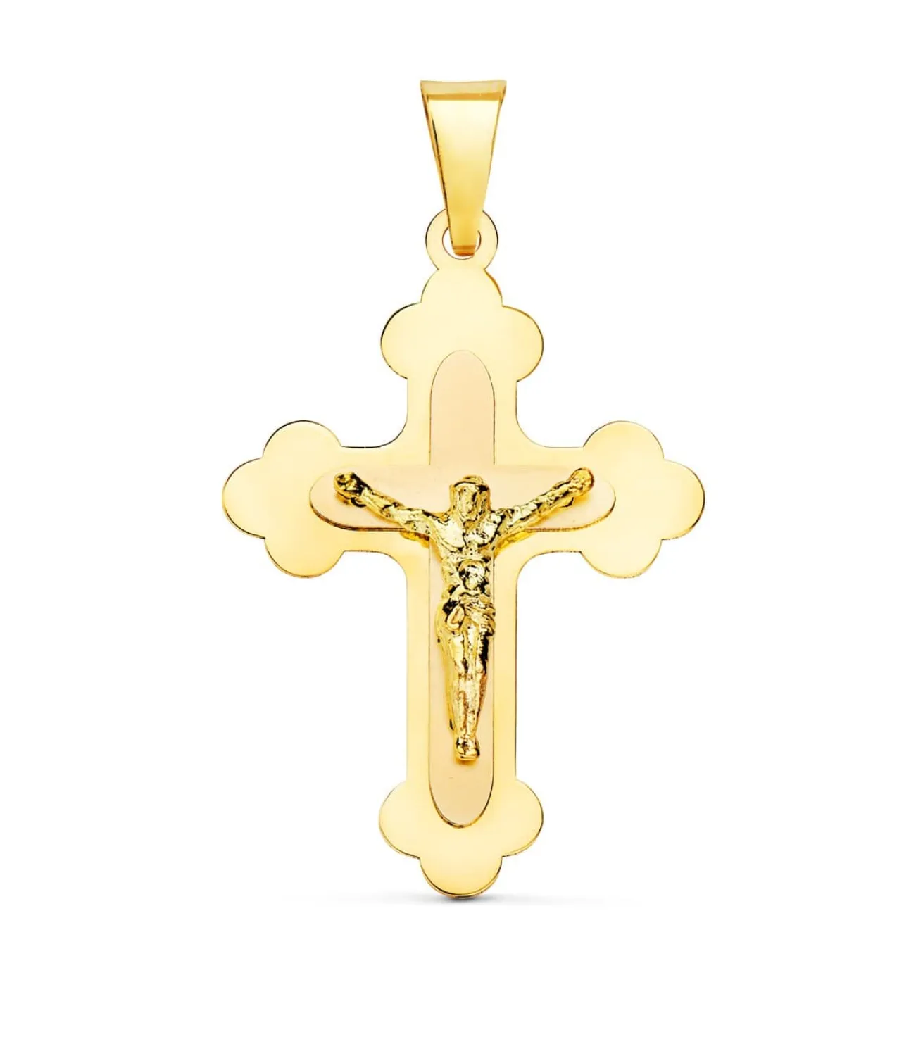 Cruz Cristo Trilobulada Oro Amarillo 18 Kilates 32 Mm<Alda Joyeros Cheap