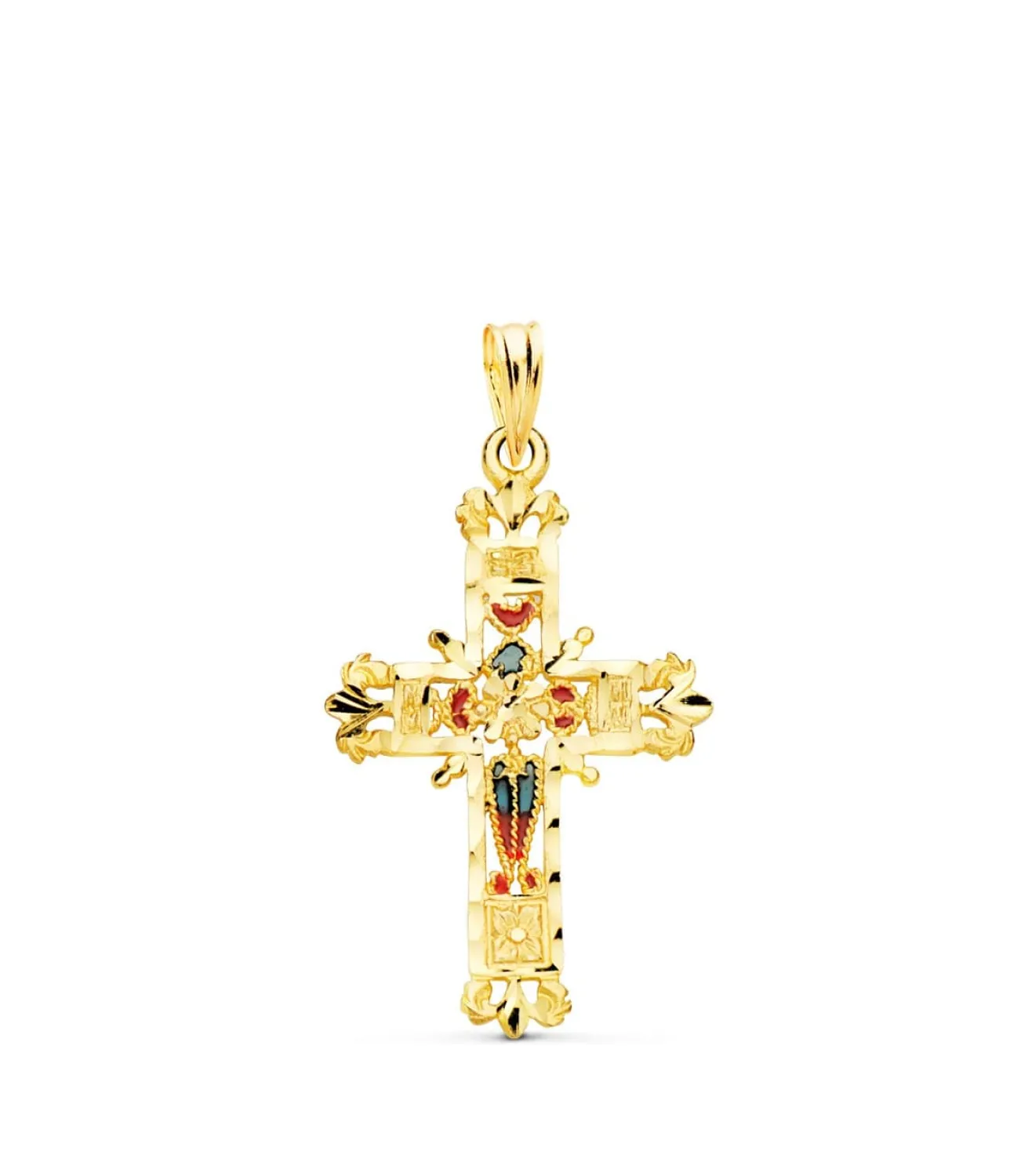 Cruz Filigrana Vidriera Oro Amarillo 18K 30Mm<Alda Joyeros Store