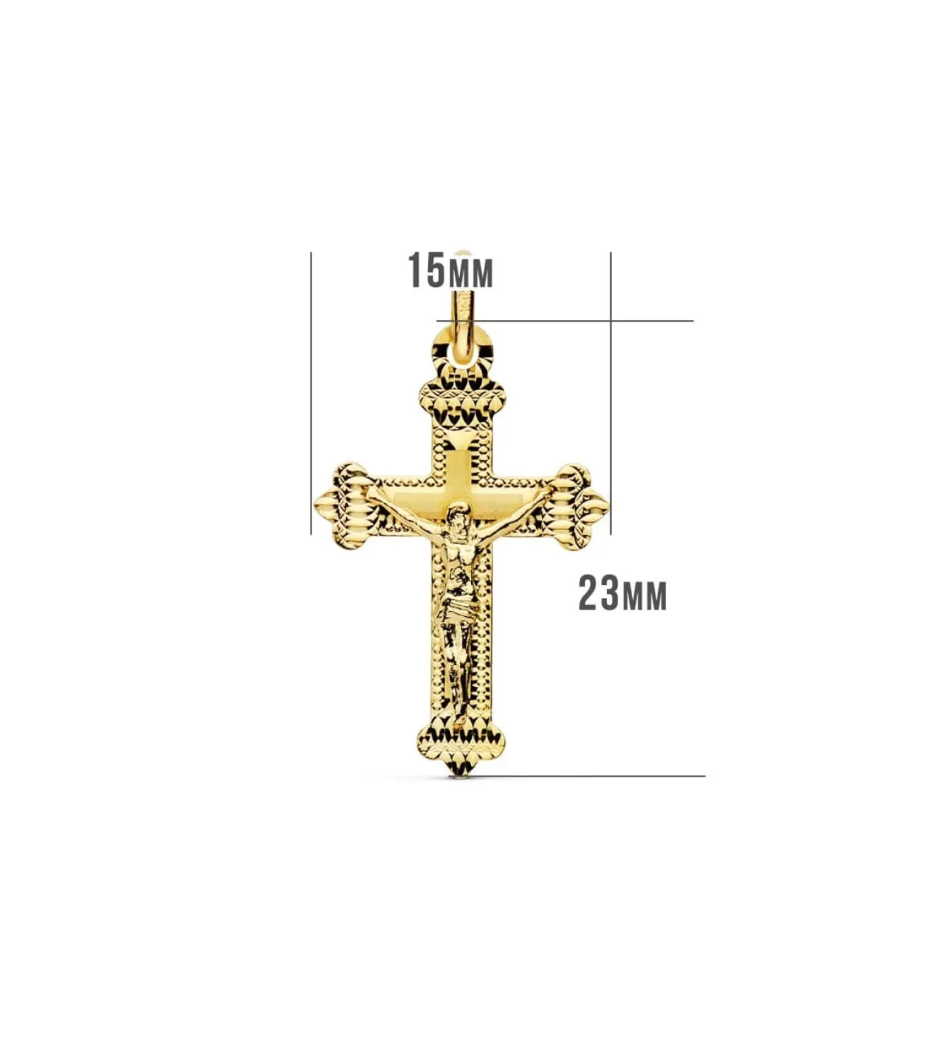 Cruz Irregular Cristo De Oro Amarillo 18K 23 Mm Laser<Alda Joyeros Outlet