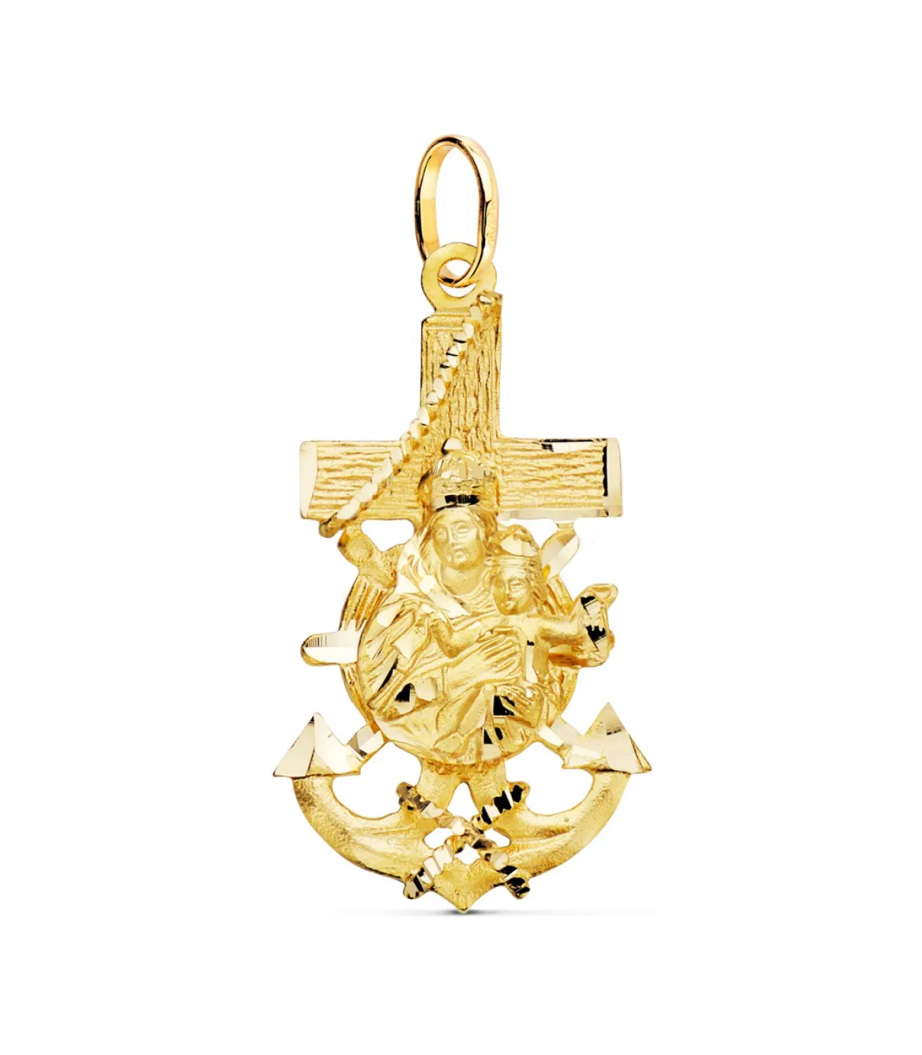 Cruz Marinera Virgen Del Carmen Oro 18K 40Mm<Alda Joyeros Hot