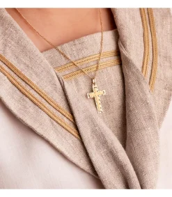 Cruz Plana Calada Oro 18 K 25 Mm<Alda Joyeros Outlet
