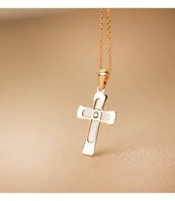 Cruz Plana Nacar Oro Amarillo 18 Kilates 20 Mm<Alda Joyeros Best Sale