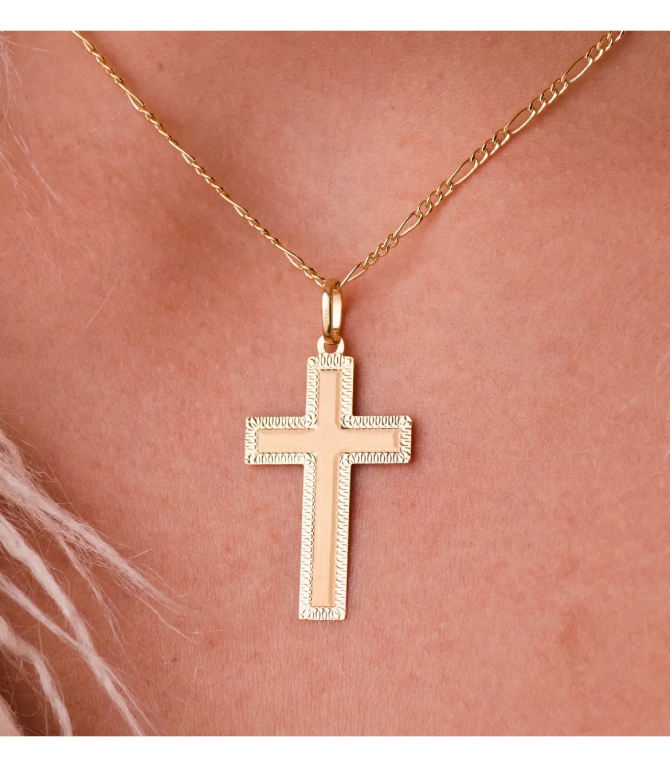 Cruz Rectangular Oro 18 Ktes Tallada<Alda Joyeros Sale