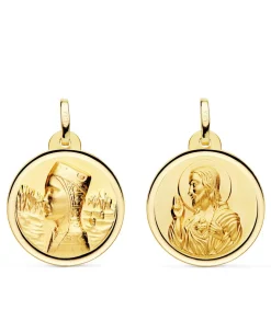 Escapulario Montserrat Y Corazon De Jesus Oro 18K 20Mm Bisel<Alda Joyeros New
