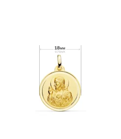 Escapulario Montserrat Y Corazon De Jesus Oro 18K 18Mm Bisel<Alda Joyeros Shop