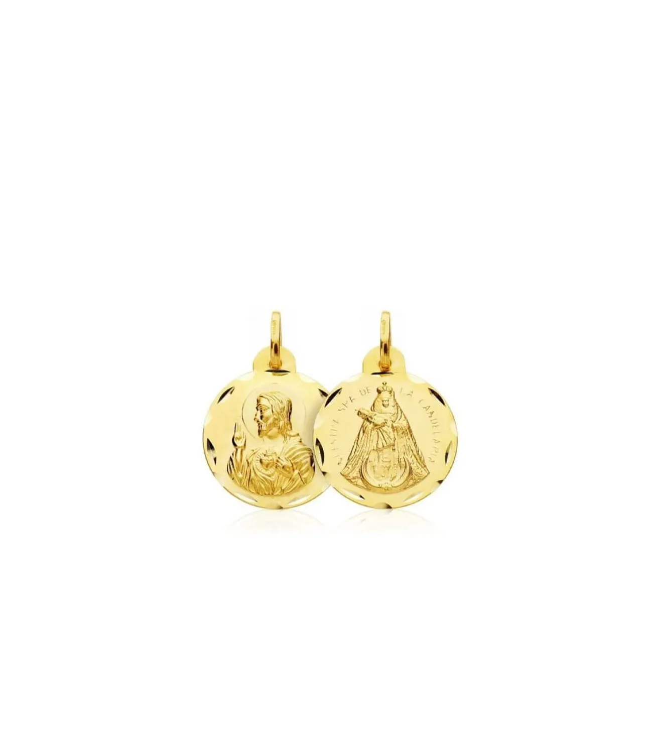 Escapulario V. Candelaria Y Corazon De Jesus Oro 18K 16 Mm<Alda Joyeros Best