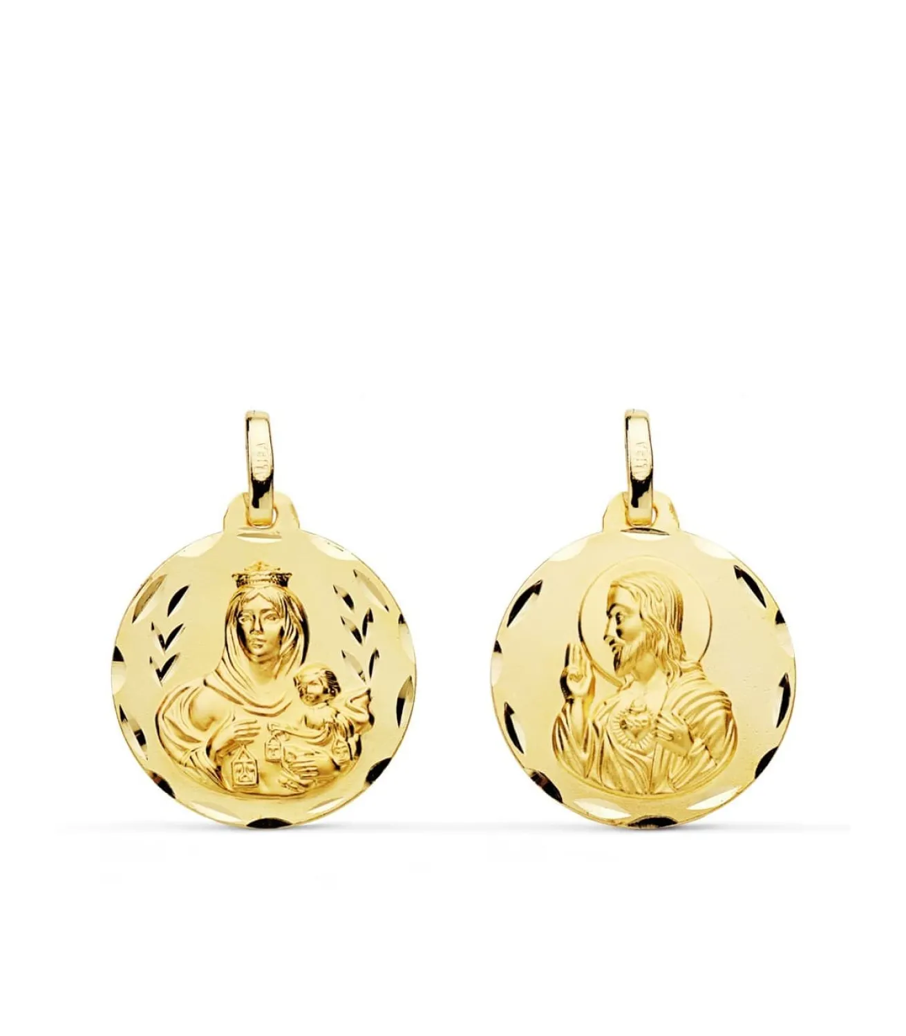 Escapulario V. Carmen Y C. Jesus Oro 18K 18 Mm Tallado<Alda Joyeros Discount