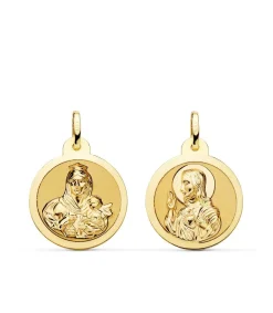 Escapulario V. Carmen Y C. Jesus Oro 18K 20 Mm Brillo<Alda Joyeros Cheap
