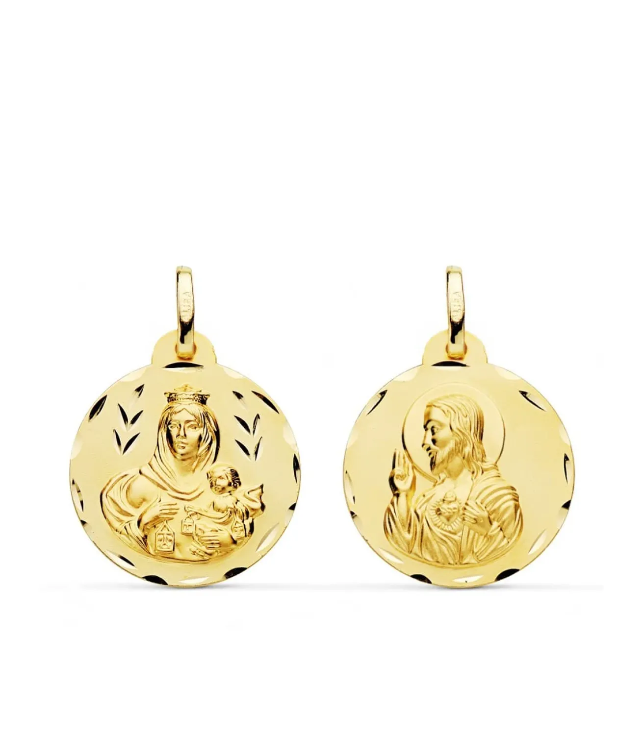 Escapulario V. Carmen Y C. Jesus Oro 18K 20Mm Tallado<Alda Joyeros Outlet