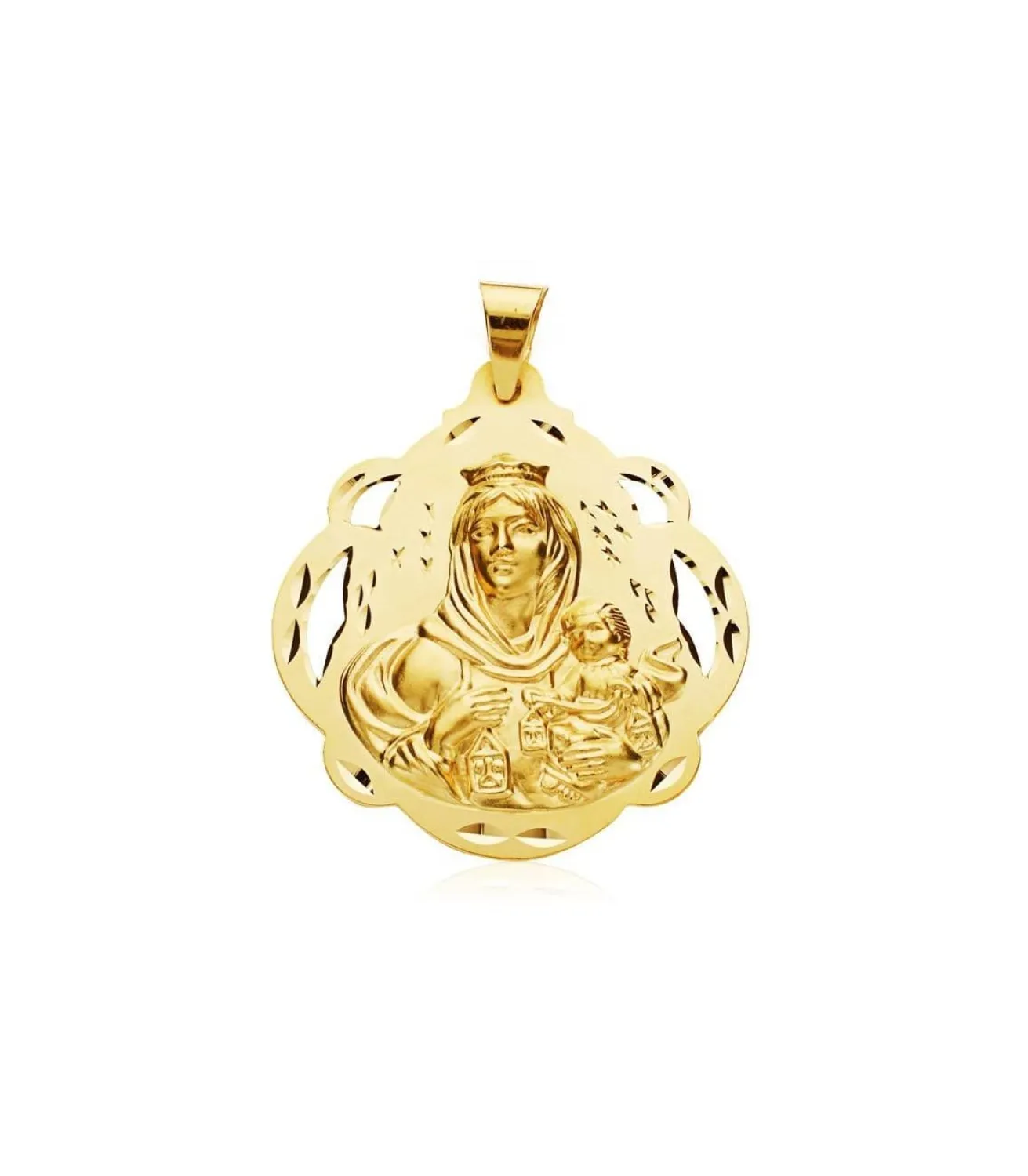 Escapulario V. Carmen Y C. Jesus Oro 18 K 42 Mm Pandereta<Alda Joyeros Flash Sale