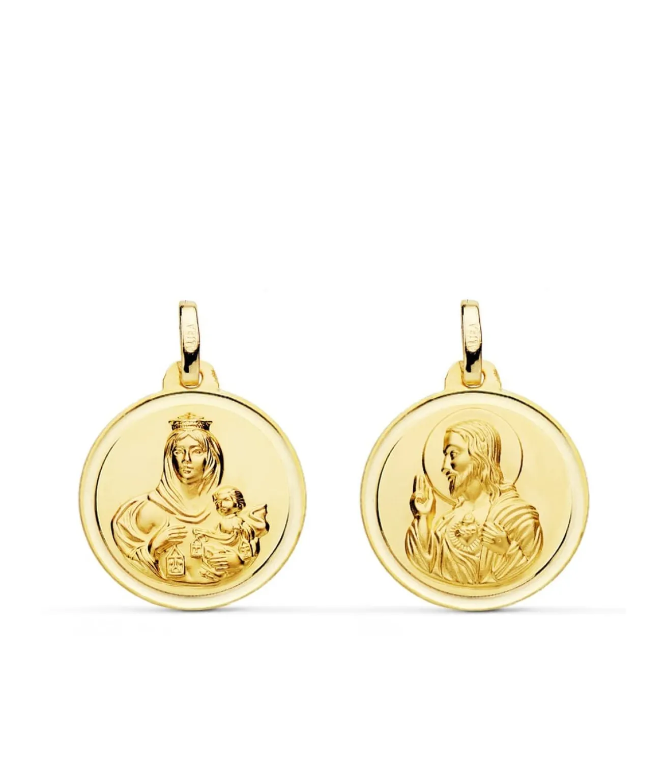 Escapulario V. Carmen Y C. Jesus Oro 18K 18 Mm Bisel<Alda Joyeros Clearance