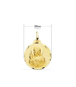 Escapulario V. De Las Angustias Y Corazon De Jesus Oro 18K 20 Mm<Alda Joyeros Store