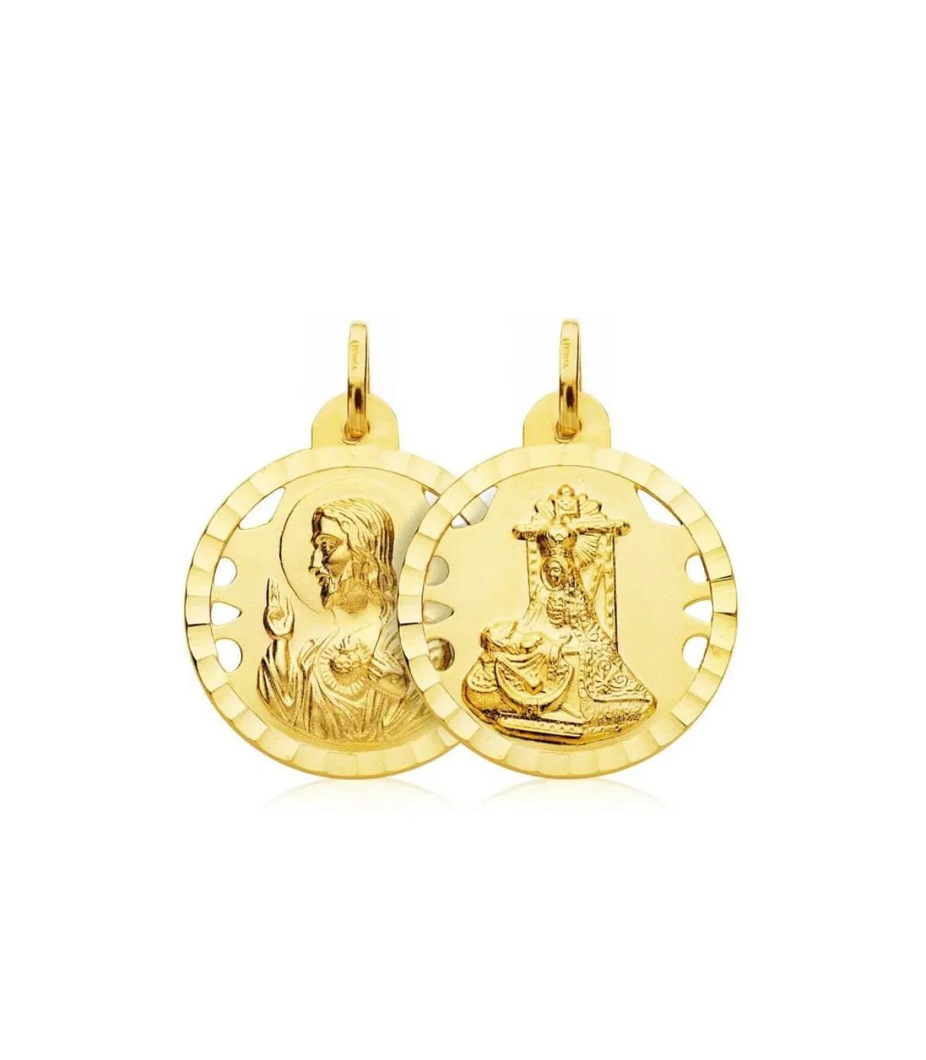Escapulario V. De Las Angustias Y Corazon De Jesus Oro 18K 22 Mm Calado<Alda Joyeros New