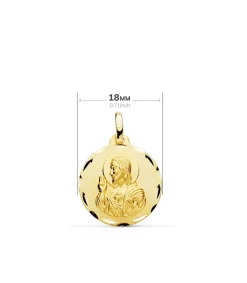 Escapulario V. De Las Angustias Y Corazon De Jesus Oro 18K 18 Mm<Alda Joyeros Fashion