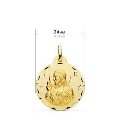 Escapulario V. De Las Angustias Y Corazon De Jesus Oro 18K 24 Mm<Alda Joyeros Online