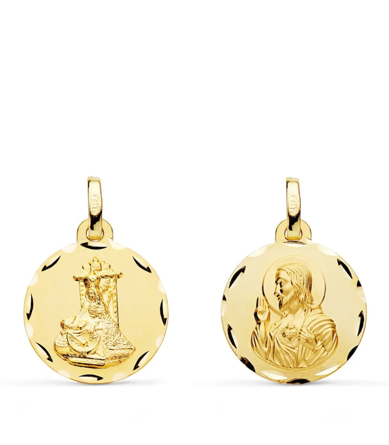 Escapulario V. De Las Angustias Y Corazon De Jesus Oro 18K 16 Mm Tallado<Alda Joyeros Store