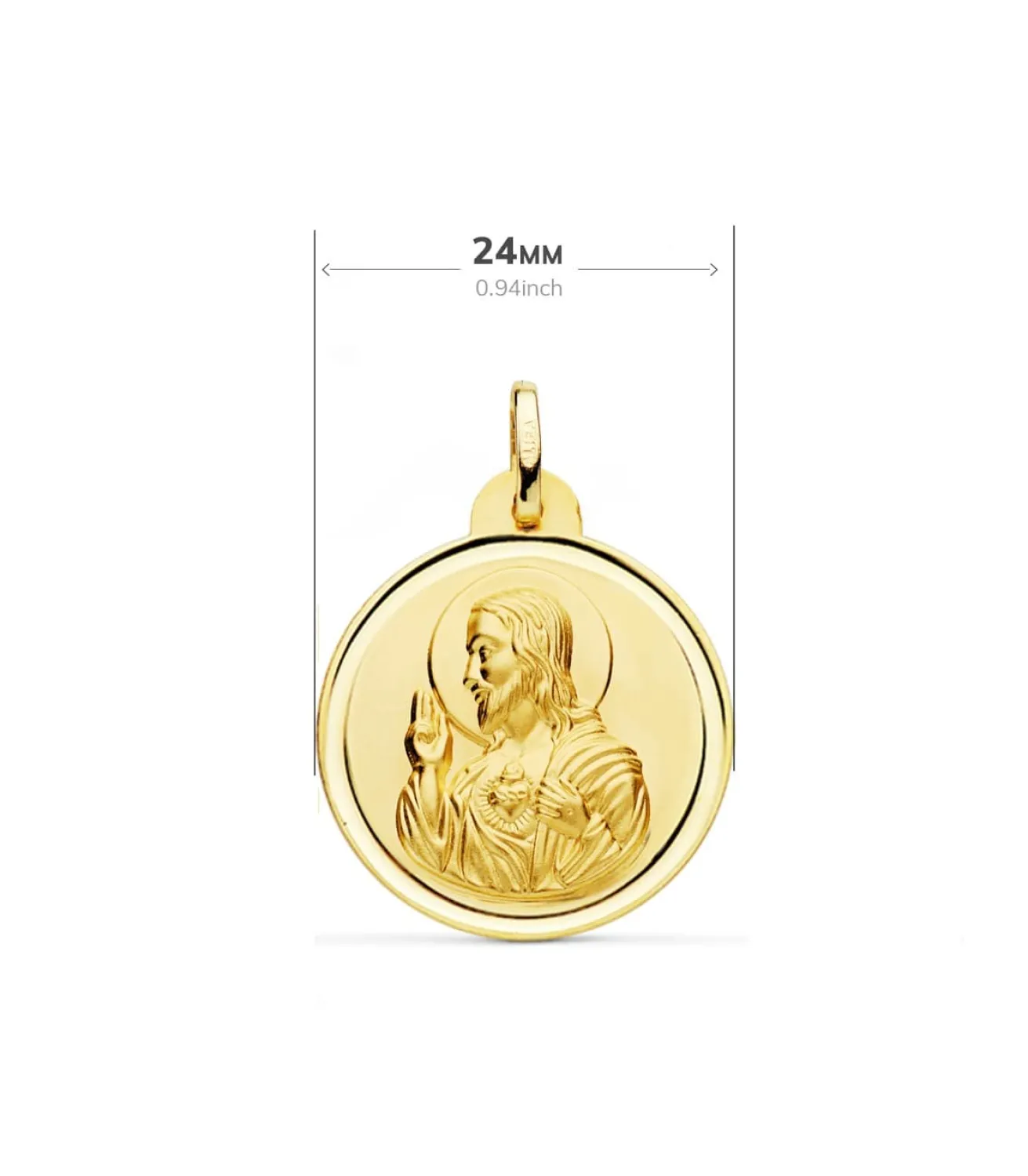 Escapulario V. De Las Angustias Y Corazon De Jesus Oro 18K 24 Mm Bisel<Alda Joyeros Fashion
