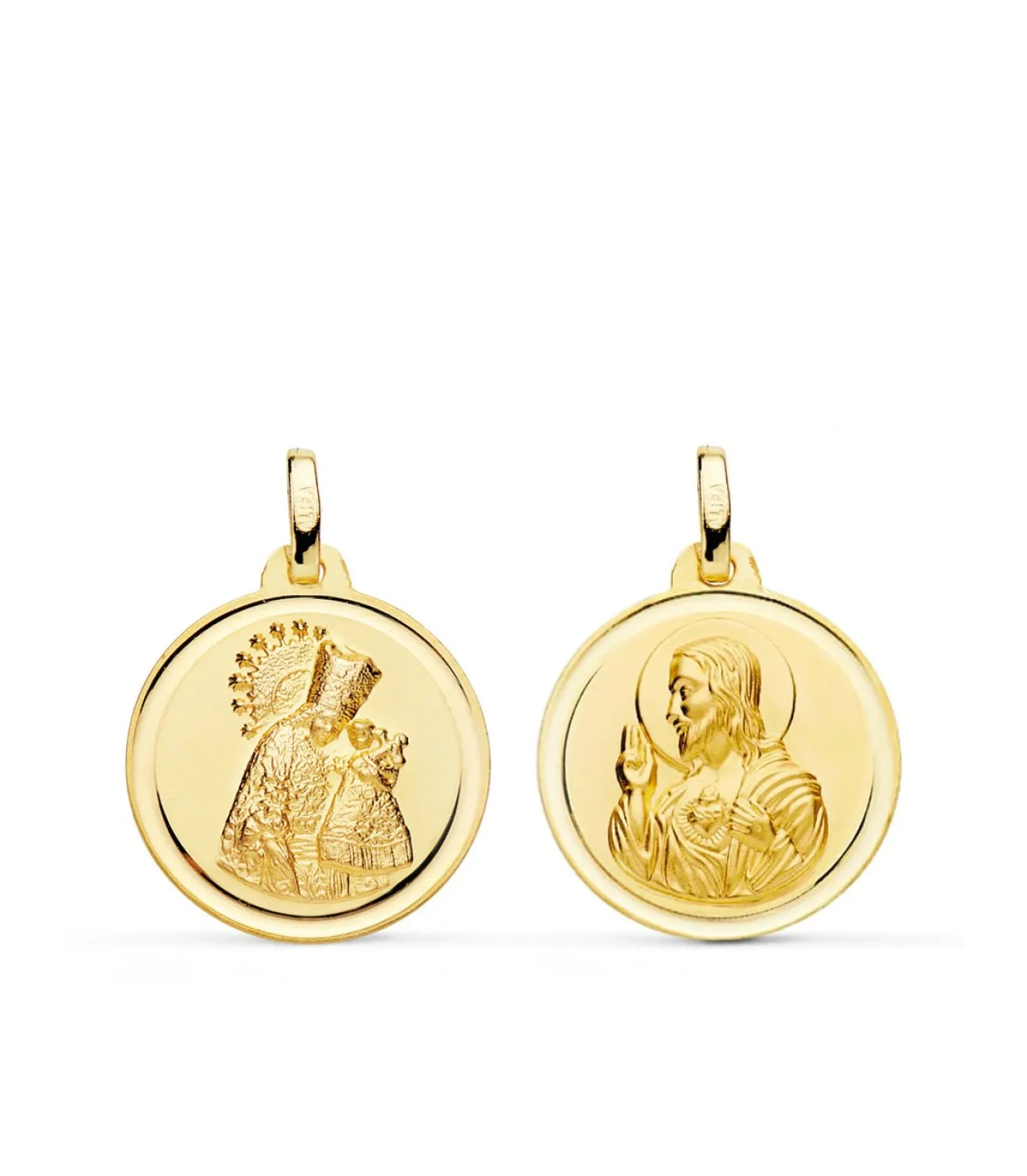 Escapulario V. Desamparados Y C. Jesus 18K 18Mm Bisel<Alda Joyeros Store