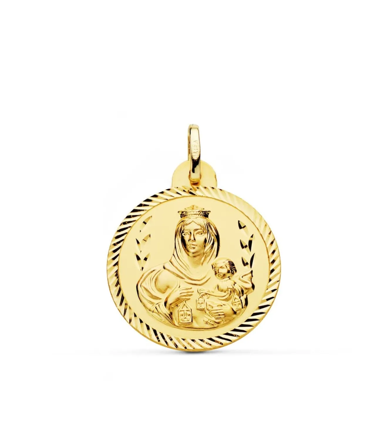 Escapulario Virgen Carmen Y Corazon Jesus Medalla Oro 18K Helice 24 Mm<Alda Joyeros Online