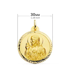 Escapulario Virgen Carmen Y Corazon Jesus Medalla Oro 18K Helice 30 Mm<Alda Joyeros New