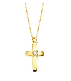 Gargantilla Cruz Oa 18K Diamante 0.015 Qt.<Alda Joyeros Cheap