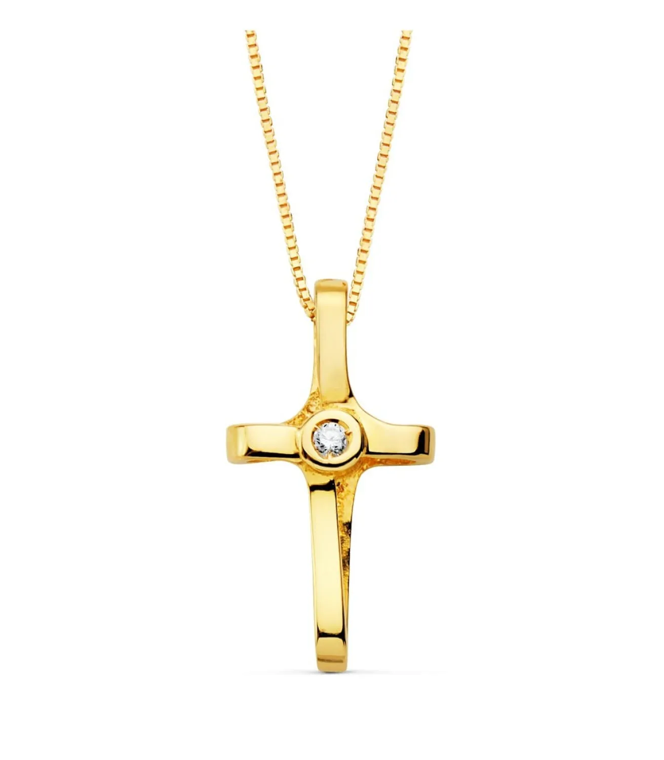 Gargantilla Cruz Oro 18K Diamante 0.015 Qt.<Alda Joyeros Outlet