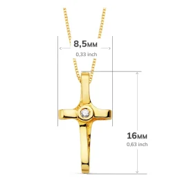 Gargantilla Cruz Oro 18K Diamante 0.015 Qt.<Alda Joyeros Outlet